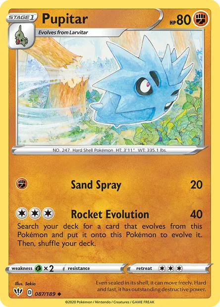 Pupitar, Pokémon card DAA 87 — Darkness Ablaze set