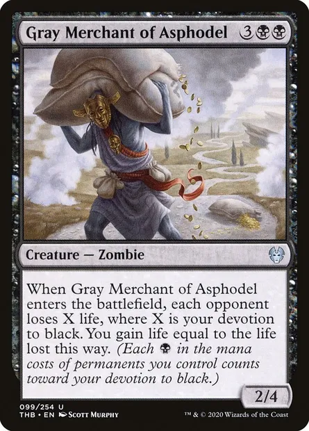 Gray Merchant of Asphodel, Magic card THB 99 — Theros Beyond Death set