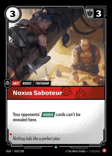 Noxus Saboteur, Riftbound card OGN 018 — Origins set