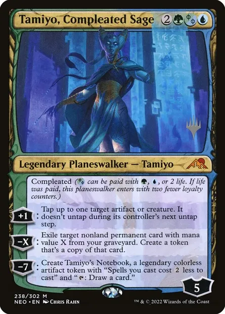 Tamiyo, Compleated Sage, Magic card PNEO 238p — Kamigawa: Neon Dynasty Promos set