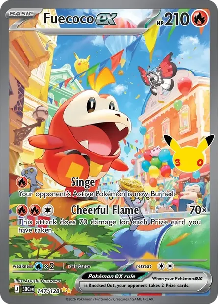 Fuecoco ex, Pokémon card 30C 147 — 30th Celebration set
