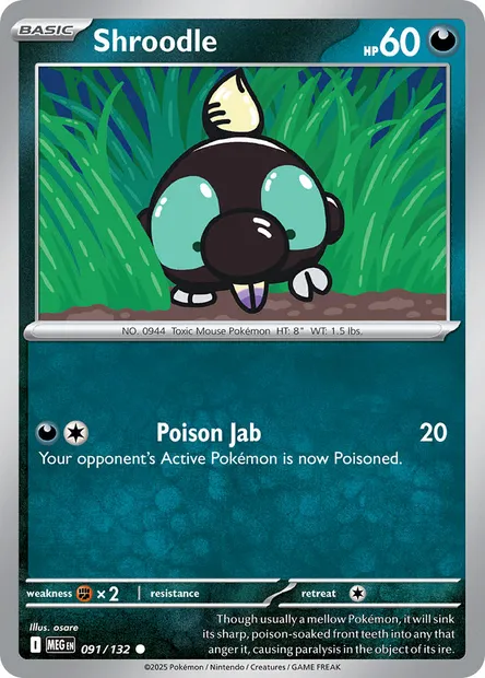 Shroodle, Pokémon card MEG 091 — Mega Evolution set
