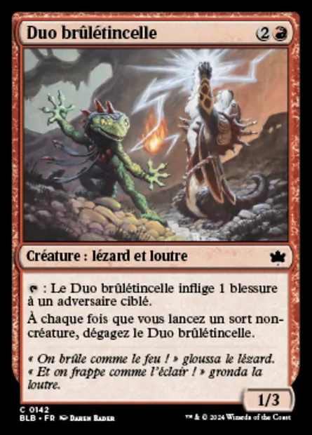 Duo brûlétincelle, carte Magic BLB 142 — extension Bloomburrow