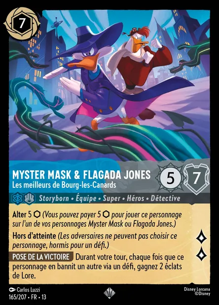 Myster Mask & Flagada Jones - Les meilleurs de Bourg-les-Canards, carte Disney Lorcana CH13-165 — extension Invasion Epineuse!