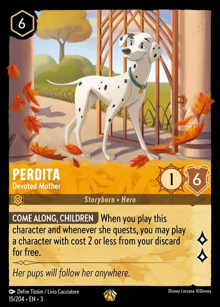 Perdita - Devoted Mother, Disney Lorcana card CH3-015 — Into the Inklands set