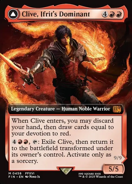 Clive, Ifrit's Dominant // Ifrit, Warden of Inferno, Magic card FIN 458 — Final Fantasy set