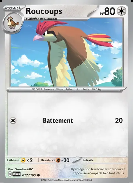 Roucoups, carte Pokémon MEW 017 — extension 151