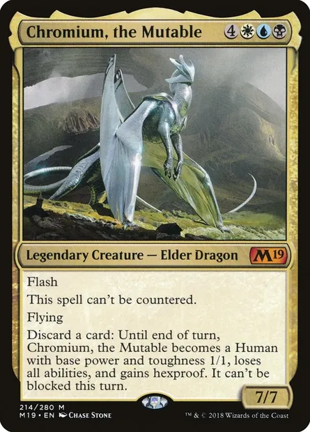 Chromium, the Mutable, Magic card M19 214 — Core Set 2019 set