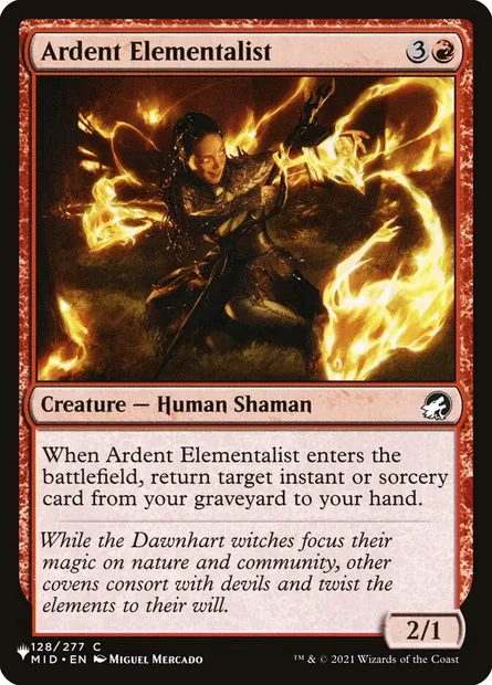 Ardent Elementalist, Magic card PLST MID-128 — The List set