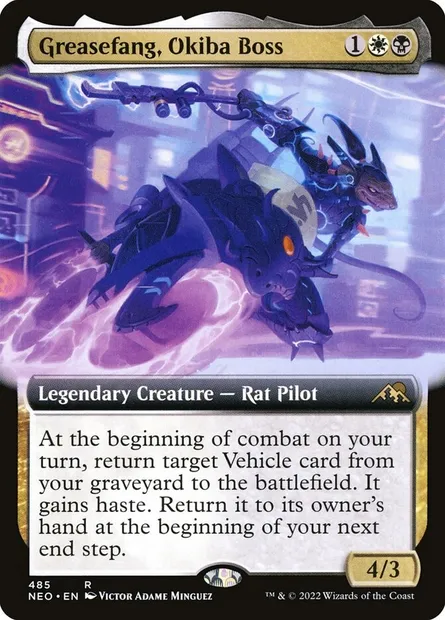 Greasefang, Okiba Boss, Magic card NEO 485 — Kamigawa: Neon Dynasty set
