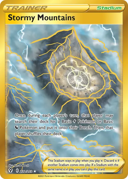 Stormy Mountains, Pokémon card EVS 232 — Evolving Skies set