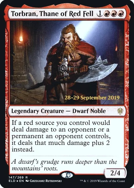 Torbran, Thane de Mont Rouge, carte Magic PELD 147s — extension Throne of Eldraine Promos