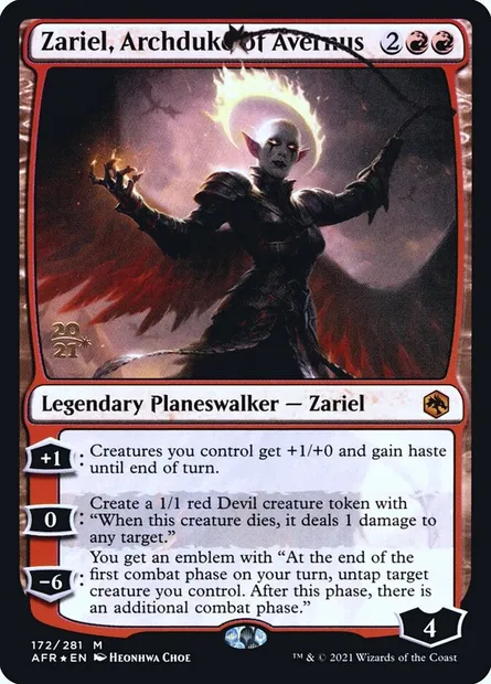 Zariel, archiduchesse d'Averne, carte Magic PAFR 172s — extension Adventures in the Forgotten Realms Promos