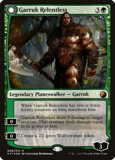 Garruk l'Implacable // Garruk maudit par le Voile, carte Magic V17 9 — extension From the Vault: Transform