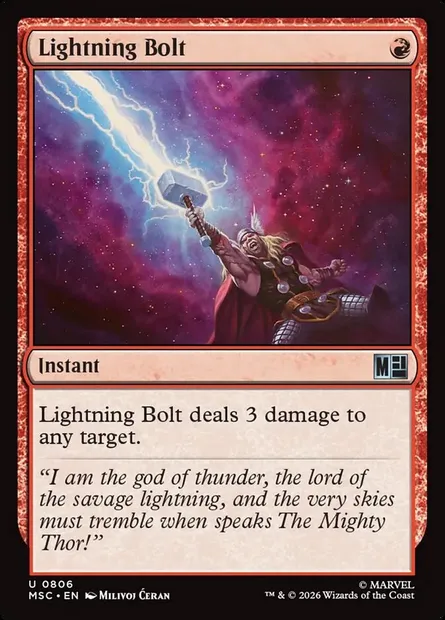 Lightning Bolt, Magic card MSC 806 — Marvel Super Heroes Commander set
