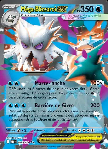 Méga-Blizzaroi-ex, carte Pokémon MEG 036 — extension Méga-Évolution