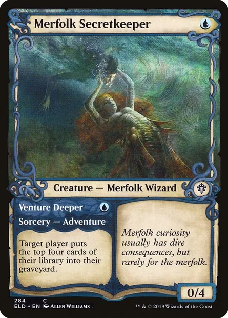 Gardienne des secrets ondins // Plus profondément, carte Magic ELD 284 — extension Throne of Eldraine