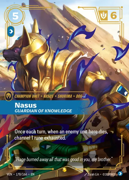 Nasus, carte Riftbound VEN 178 — extension Vendetta