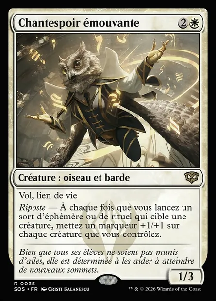 Chantespoir émouvante, carte Magic SOS 35 — extension Secrets of Strixhaven