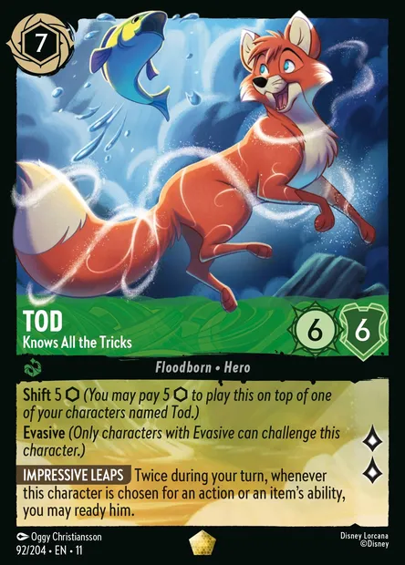 Tod - Knows All the Tricks, Disney Lorcana card CH11-092 — Winterspell set
