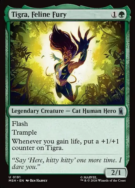 Tigra, Feline Fury, Magic card MSH 191 — Marvel Super Heroes set