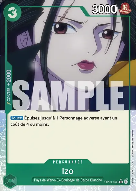 Izo, carte One Piece OP01-033 — extension ROMANCE DAWN