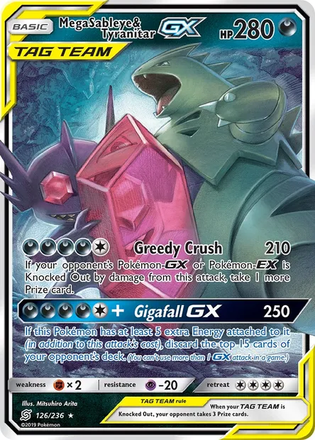 Mega Sableye & Tyranitar GX, Pokémon card UNM 126 — Unified Minds set