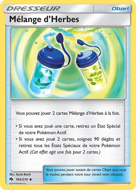 Mélange d’Herbes, carte Pokémon LOT 184 — extension Tonnerre Perdu