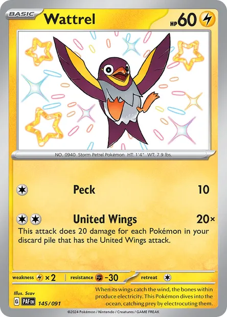 Wattrel, Pokémon card PAF 145 — Paldean Fates set