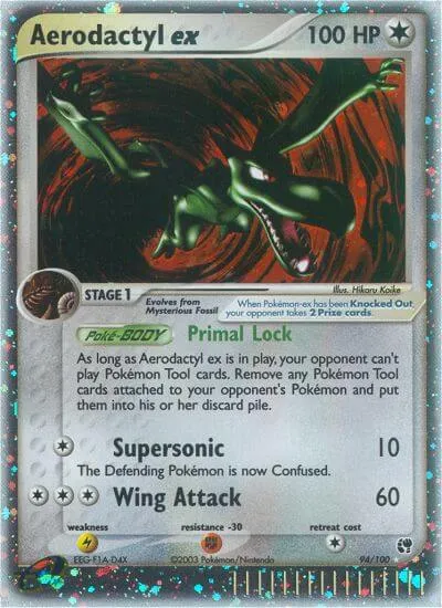 Aerodactyl ex, Pokémon card SS 94 — Sandstorm set