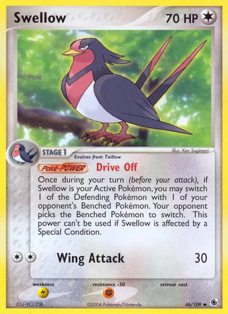 Swellow, Pokémon card RS 46 — Ruby & Sapphire set