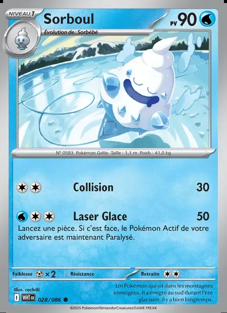 Sorboul, carte Pokémon WHT 028 — extension Flamme Blanche