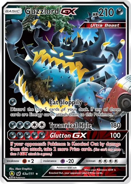 Guzzlord-GX, Pokémon card CIN 63a — Crimson Invasion set