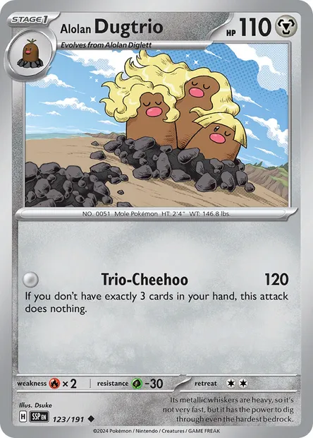 Alolan Dugtrio, Pokémon card SSP 123 — Surging Sparks set