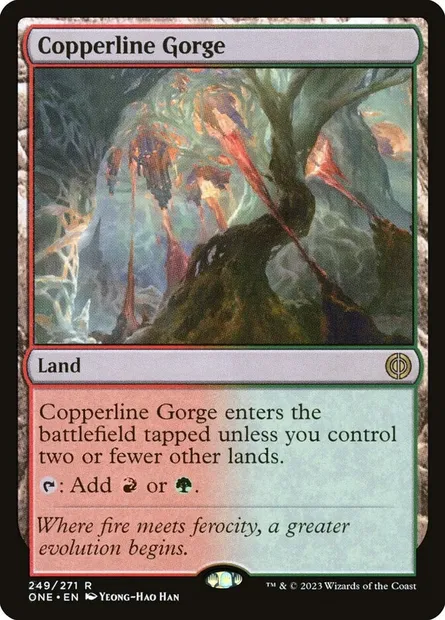 Copperline Gorge, Magic card ONE 249 — Phyrexia: All Will Be One set