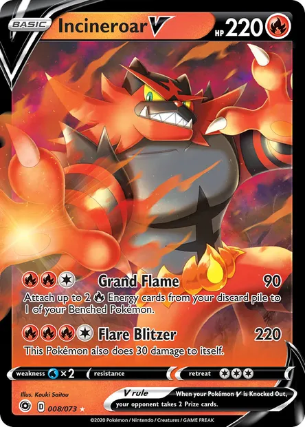 Incineroar V, Pokémon card CPA 8 — Champion's Path set