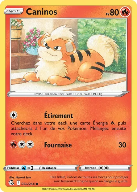 Caninos, carte Pokémon FST 32 — extension Poing de Fusion