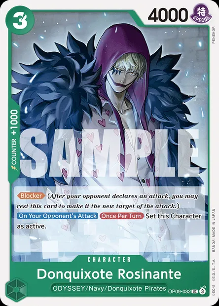 Donquixote Rosinante, One Piece card OP09-032 — EMPERORS IN THE NEW WORLD set