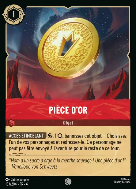 Pièce d'or, carte Disney Lorcana CH6-133 — extension La Mer Azurite