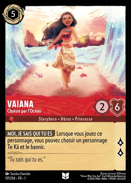 Vaiana - Choisie par l'Océan, carte Disney Lorcana CH1-117 — extension Premier Chapitre