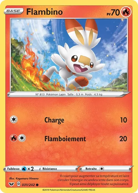 Flambino, carte Pokémon SSH 31 — extension Épée et Bouclier