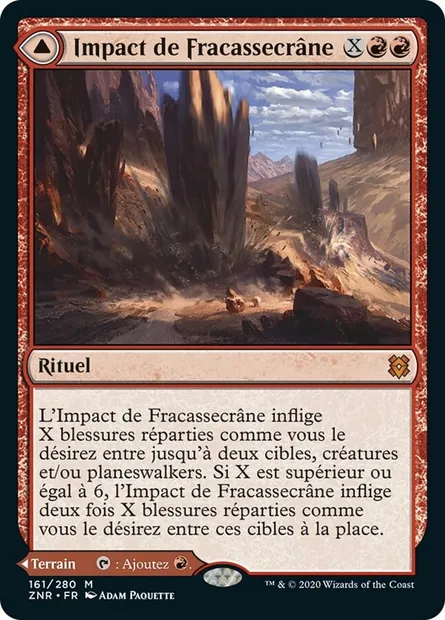 Impact de Fracassecrâne // Fracassecrâne, le col des Marteaux, carte Magic ZNR 161 — extension Renaissance de Zendikar
