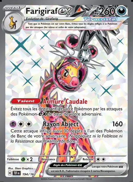 Farigiraf-ex, carte Pokémon TEF 194 — extension Forces Temporelles