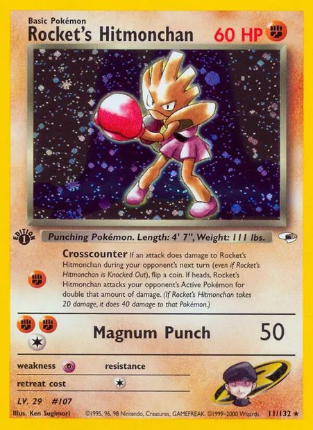 Rocket's Hitmonchan, Pokémon card GH 11 — Gym Heroes set