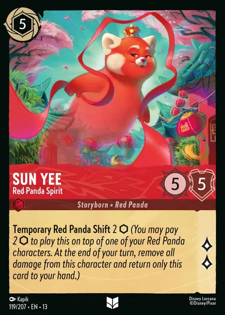 Sun Yee - Red Panda Spirit, Disney Lorcana card CH13-119 — Attack of the Vine! set