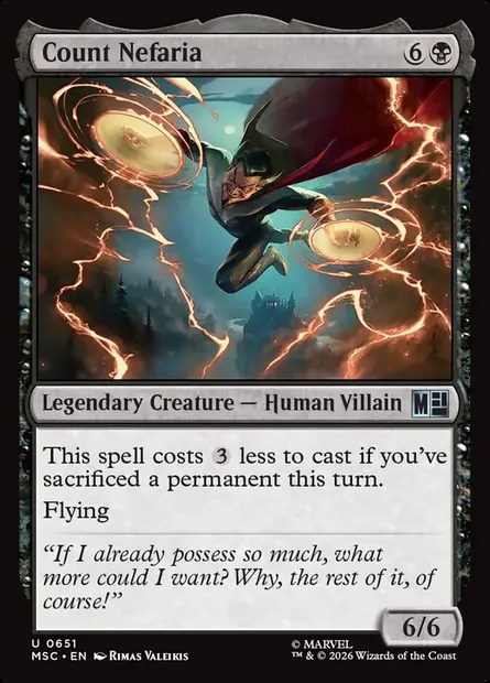 Count Nefaria, Magic card MSC 651 — Marvel Super Heroes Commander set