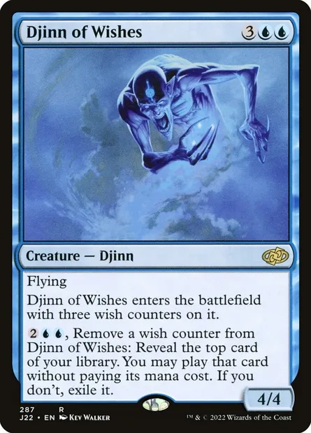 Djinn of Wishes, Magic card J22 287 — Jumpstart 2022 set