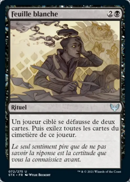 Feuille blanche, carte Magic STX 72 — extension Strixhaven: l'Académie des Mages