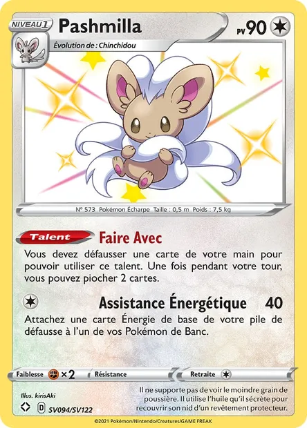 Pashmilla, carte Pokémon SHF SV094 — extension Destinées Radieuses