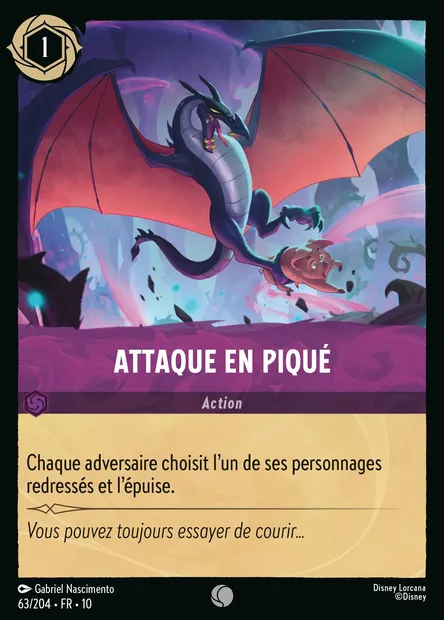 Attaque en piqué, carte Disney Lorcana CH10-063 — extension Lueurs dans les Profondeurs